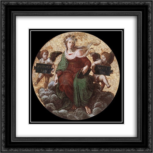 The Stanza della Segnatura Ceiling: Theology 20x20 Black Ornate Wood Framed Art Print Poster with Double Matting by Raphael