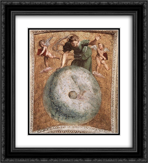 The Stanza della Segnatura Ceiling: Prime Mover 20x22 Black Ornate Wood Framed Art Print Poster with Double Matting by Raphael