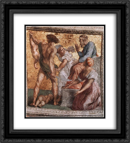 The Stanza della Segnatura Ceiling: The Judgment of Solomon 20x22 Black Ornate Wood Framed Art Print Poster with Double Matting by Raphael