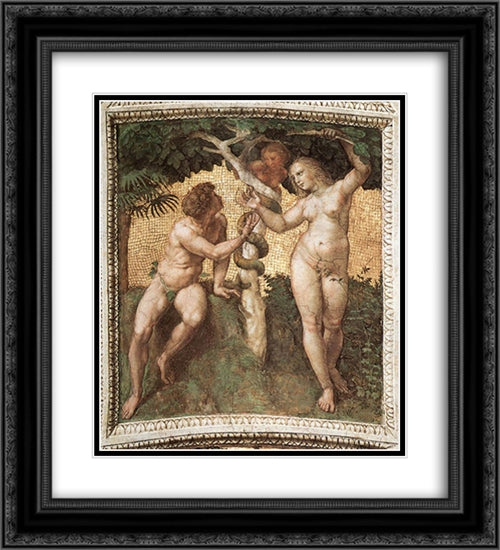 The Stanza della Segnatura Ceiling: Adam and Eve 20x22 Black Ornate Wood Framed Art Print Poster with Double Matting by Raphael