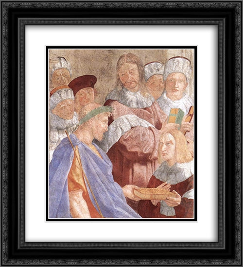 Justinian Presenting the Pandects to Trebonianus [detail: 1] 20x22 Black Ornate Wood Framed Art Print Poster with Double Matting by Raphael