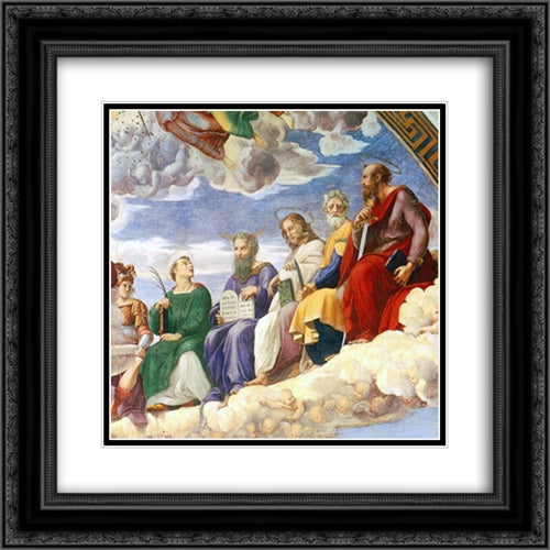 The Stanza della Segnatura Ceiling [detail: 3] 20x20 Black Ornate Wood Framed Art Print Poster with Double Matting by Raphael