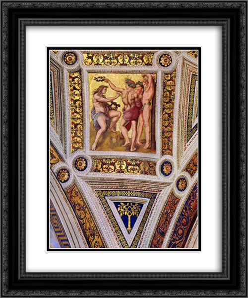 The Stanza della Segnatura Ceiling: Apollo and Marsyas [detail: 1] 20x24 Black Ornate Wood Framed Art Print Poster with Double Matting by Raphael