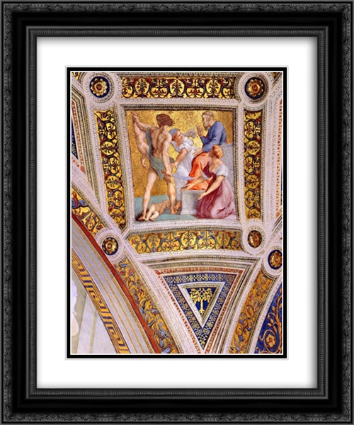 The Stanza della Segnatura Ceiling: The Judgment of Solomon [detail: 2] 20x24 Black Ornate Wood Framed Art Print Poster with Double Matting by Raphael