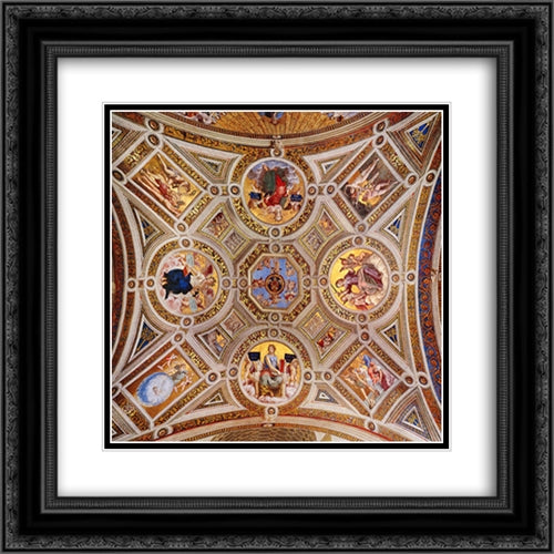 The Stanza della Segnatura Ceiling [detail: 1] 20x20 Black Ornate Wood Framed Art Print Poster with Double Matting by Raphael