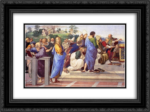 Disputation of the Holy Sacrament (La Disputa) [detail: 12] 24x18 Black Ornate Wood Framed Art Print Poster with Double Matting by Raphael