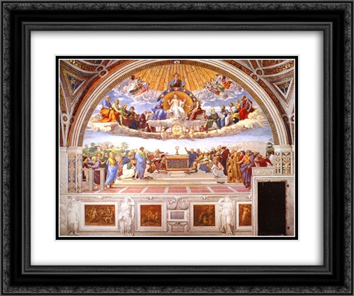 Disputation of the Holy Sacrament (La Disputa) [detail: 1a] 24x20 Black Ornate Wood Framed Art Print Poster with Double Matting by Raphael