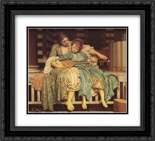 Music Lesson 22x20 Black Ornate Wood Framed Art Print Poster with Double Matting by Leighton, Frederic