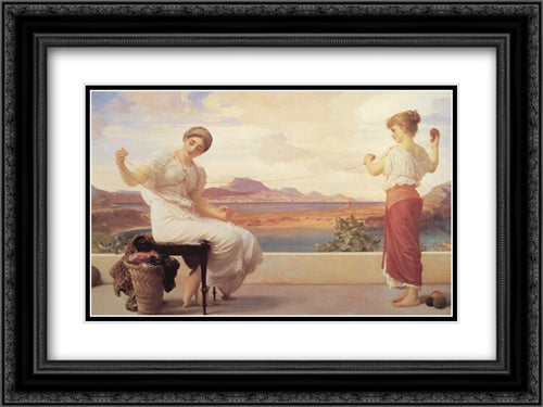 Winding the Skein 24x18 Black Ornate Wood Framed Art Print Poster with Double Matting by Leighton, Frederic