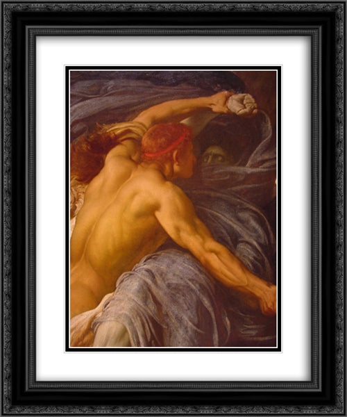 Hercules Wrestling with Death for the Body of Alcestis [detail #1] 20x24 Black Ornate Wood Framed Art Print Poster with Double Matting by Leighton, Frederic