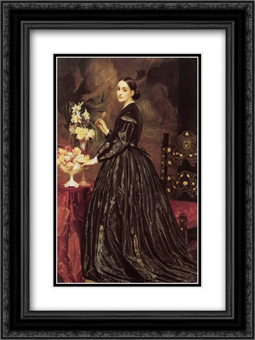 Mrs James Guthrie 18x24 Black Ornate Wood Framed Art Print Poster with Double Matting by Leighton, Frederic