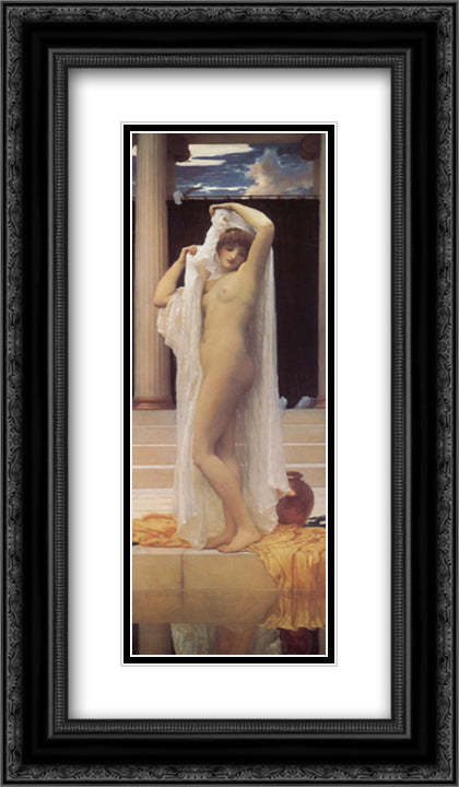 The Bath of Psyche 14x24 Black Ornate Wood Framed Art Print Poster with Double Matting by Leighton, Frederic