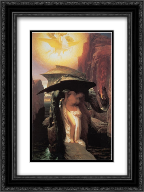 Perseus and Andromeda 18x24 Black Ornate Wood Framed Art Print Poster with Double Matting by Leighton, Frederic