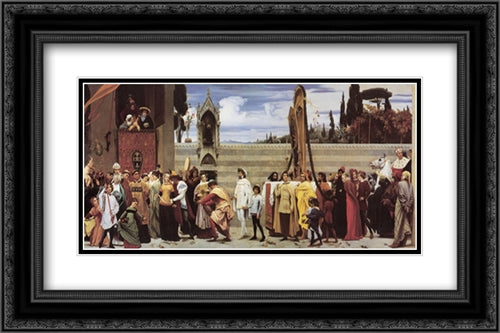 Cimabue's Celebrated Madonna 24x16 Black Ornate Wood Framed Art Print Poster with Double Matting by Leighton, Frederic