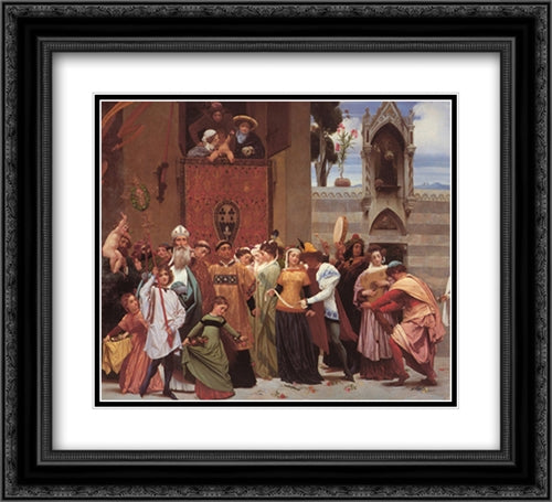 Cimabue's Celebrated Madonna [detail: left] 22x20 Black Ornate Wood Framed Art Print Poster with Double Matting by Leighton, Frederic