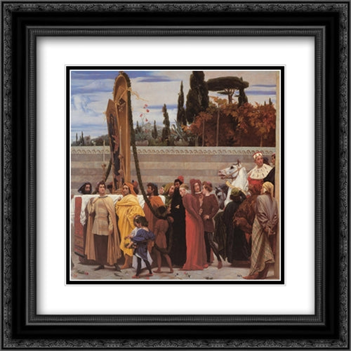 Cimabue's Celebrated Madonna [detail: right] 20x20 Black Ornate Wood Framed Art Print Poster with Double Matting by Leighton, Frederic