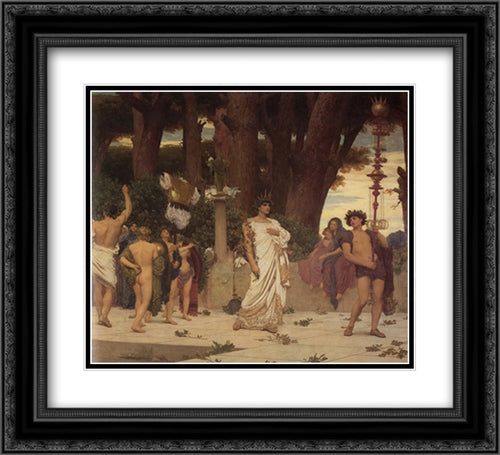 The Daphnephoria [detail: right] 22x20 Black Ornate Wood Framed Art Print Poster with Double Matting by Leighton, Frederic