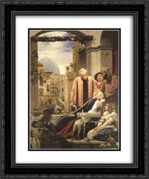 The Death of Brunelleschi 20x24 Black Ornate Wood Framed Art Print Poster with Double Matting by Leighton, Frederic