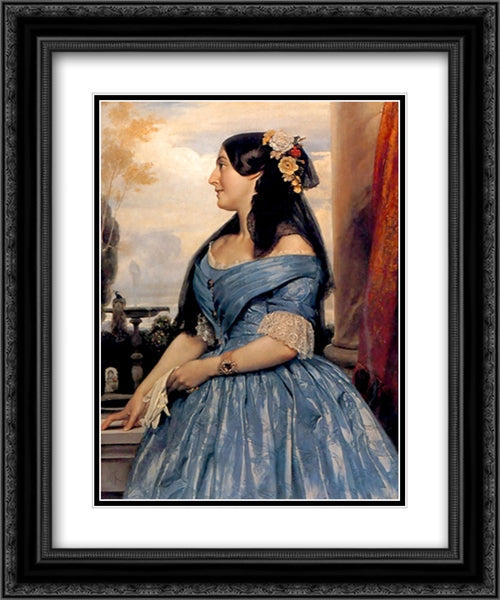 Portrait of a Lady 20x24 Black Ornate Wood Framed Art Print Poster with Double Matting by Leighton, Frederic