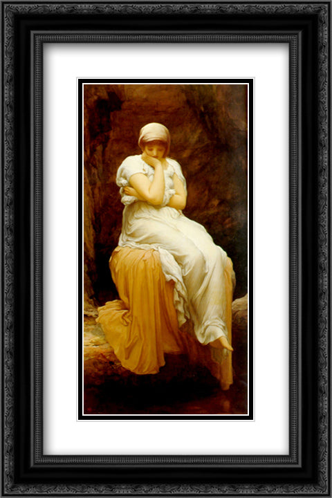 Solitude 16x24 Black Ornate Wood Framed Art Print Poster with Double Matting by Leighton, Frederic