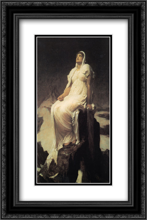 The Spirit of the Summit 16x24 Black Ornate Wood Framed Art Print Poster with Double Matting by Leighton, Frederic