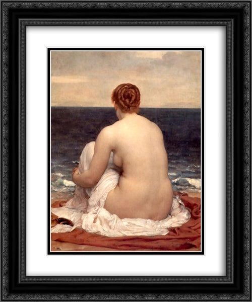 Psamathe 20x24 Black Ornate Wood Framed Art Print Poster with Double Matting by Leighton, Frederic