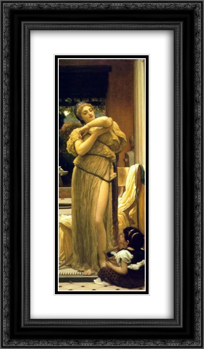 Venus Disrobing 14x24 Black Ornate Wood Framed Art Print Poster with Double Matting by Leighton, Frederic