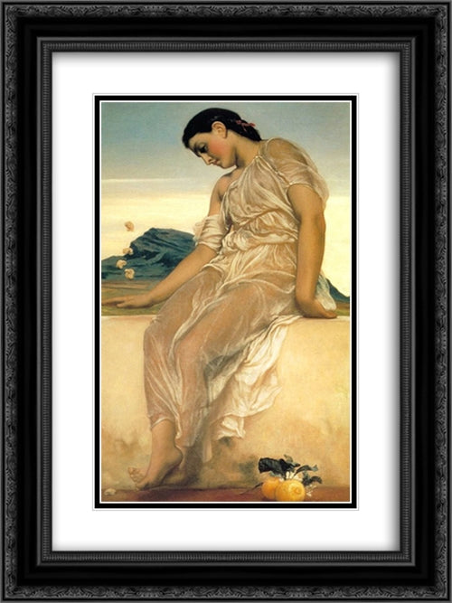 Girl 18x24 Black Ornate Wood Framed Art Print Poster with Double Matting by Leighton, Frederic