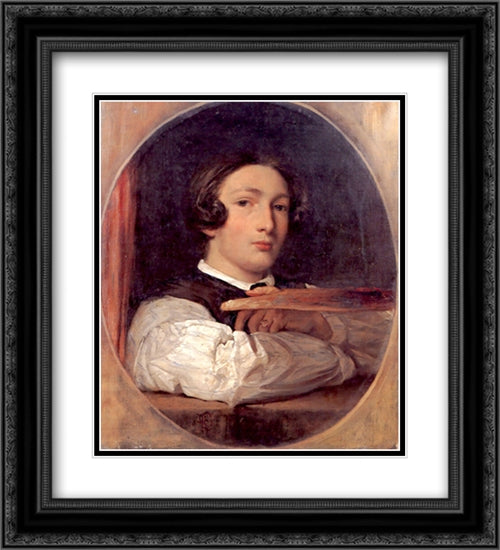 Self-portrait as a Boy 20x22 Black Ornate Wood Framed Art Print Poster with Double Matting by Leighton, Frederic