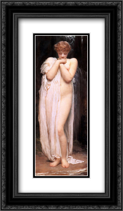 A Bather 14x24 Black Ornate Wood Framed Art Print Poster with Double Matting by Leighton, Frederic