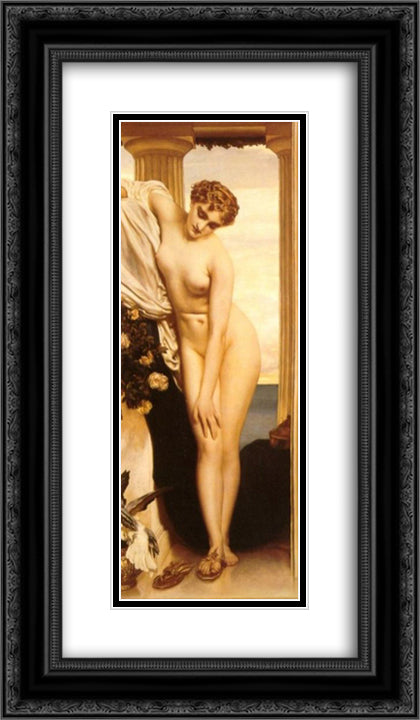 Venus Disrobing for the Bath 14x24 Black Ornate Wood Framed Art Print Poster with Double Matting by Leighton, Frederic