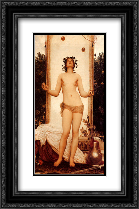 The Antique Juggling Girl 16x24 Black Ornate Wood Framed Art Print Poster with Double Matting by Leighton, Frederic