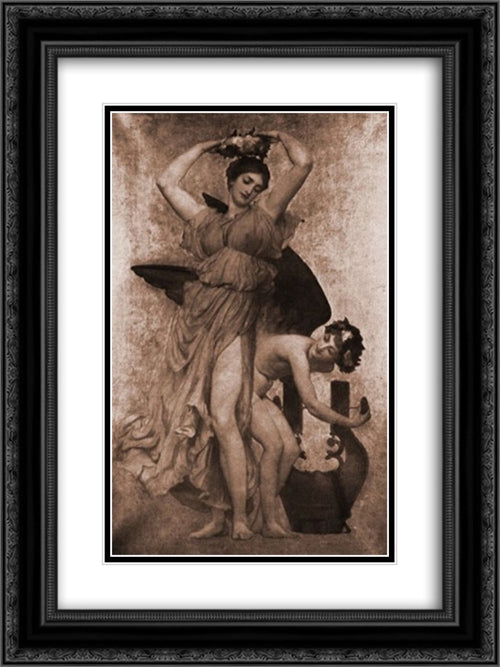 Study II 18x24 Black Ornate Wood Framed Art Print Poster with Double Matting by Leighton, Frederic