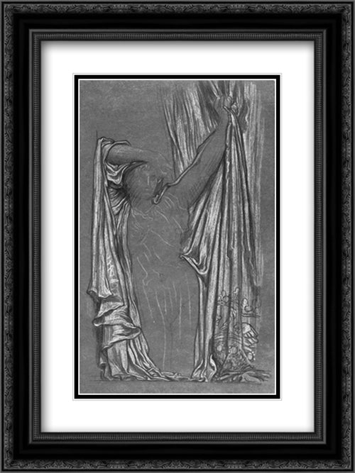 Study of drapery for 'The Last Watch of Hero' 18x24 Black Ornate Wood Framed Art Print Poster with Double Matting by Leighton, Frederic