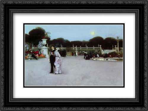 In the Luxembourg Gardens 24x18 Black Ornate Wood Framed Art Print Poster with Double Matting by Sargent, John Singer