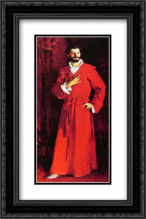 Dr Pozzi at Home 16x24 Black Ornate Wood Framed Art Print Poster with Double Matting by Sargent, John Singer