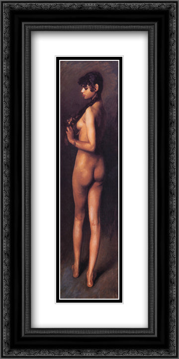 Nude Egyptian Girl 12x24 Black Ornate Wood Framed Art Print Poster with Double Matting by Sargent, John Singer