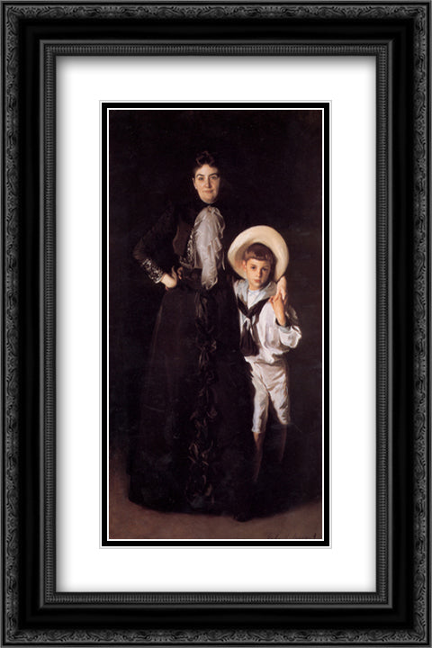 Mrs. Edward L. Davis and Her Son Livingston 16x24 Black Ornate Wood Framed Art Print Poster with Double Matting by Sargent, John Singer