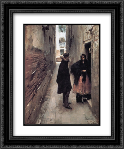 Street in Venice 20x24 Black Ornate Wood Framed Art Print Poster with Double Matting by Sargent, John Singer