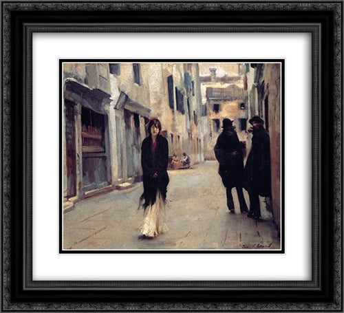 Street in Venice 22x20 Black Ornate Wood Framed Art Print Poster with Double Matting by Sargent, John Singer