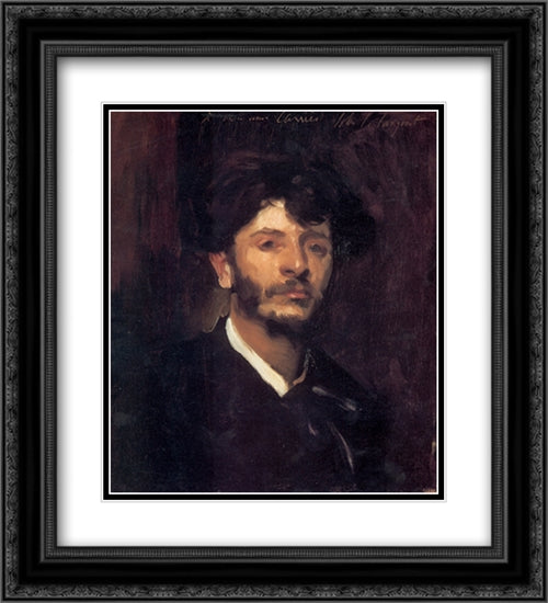 Jean-Joseph-Marie Carries 20x22 Black Ornate Wood Framed Art Print Poster with Double Matting by Sargent, John Singer