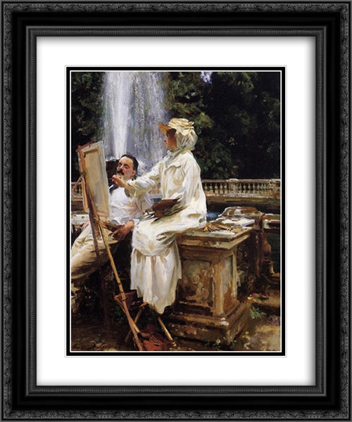 The Fountain, Villa Torlonia, Frascati, Italy 20x24 Black Ornate Wood Framed Art Print Poster with Double Matting by Sargent, John Singer