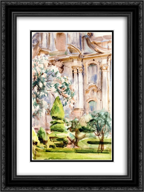 A Palace and Gardens, Spain 18x24 Black Ornate Wood Framed Art Print Poster with Double Matting by Sargent, John Singer