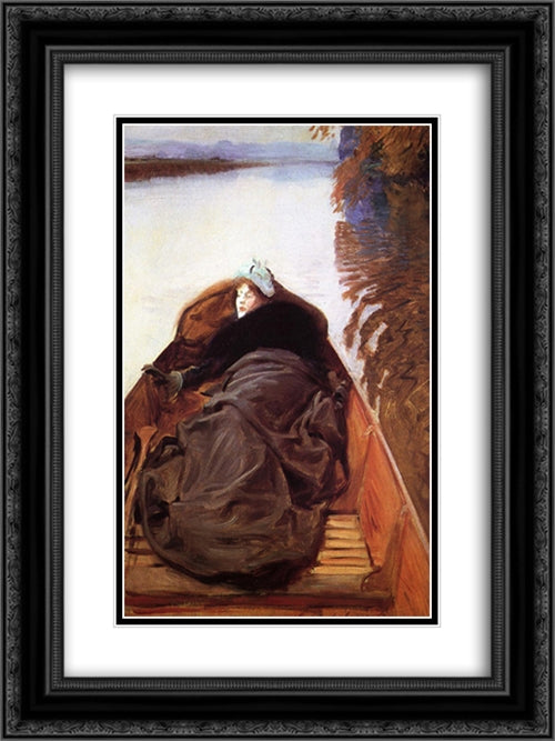 Autumn on the River 18x24 Black Ornate Wood Framed Art Print Poster with Double Matting by Sargent, John Singer