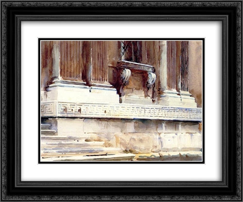 Base of a Palace 24x20 Black Ornate Wood Framed Art Print Poster with Double Matting by Sargent, John Singer