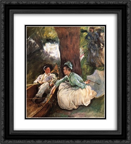 By the River 20x22 Black Ornate Wood Framed Art Print Poster with Double Matting by Sargent, John Singer