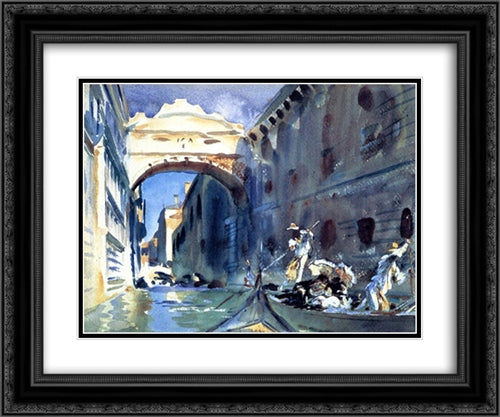 Bridge of Sighs 24x20 Black Ornate Wood Framed Art Print Poster with Double Matting by Sargent, John Singer