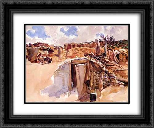 Dugout 24x20 Black Ornate Wood Framed Art Print Poster with Double Matting by Sargent, John Singer