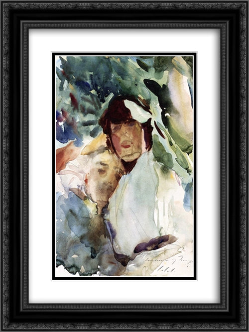 Ena Wertheimer with Antonio Mancini 18x24 Black Ornate Wood Framed Art Print Poster with Double Matting by Sargent, John Singer