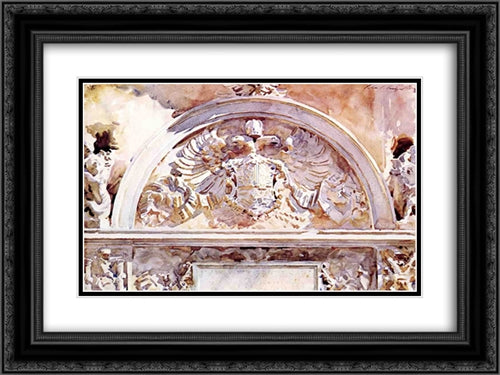 Escutcheon of Charles V 24x18 Black Ornate Wood Framed Art Print Poster with Double Matting by Sargent, John Singer